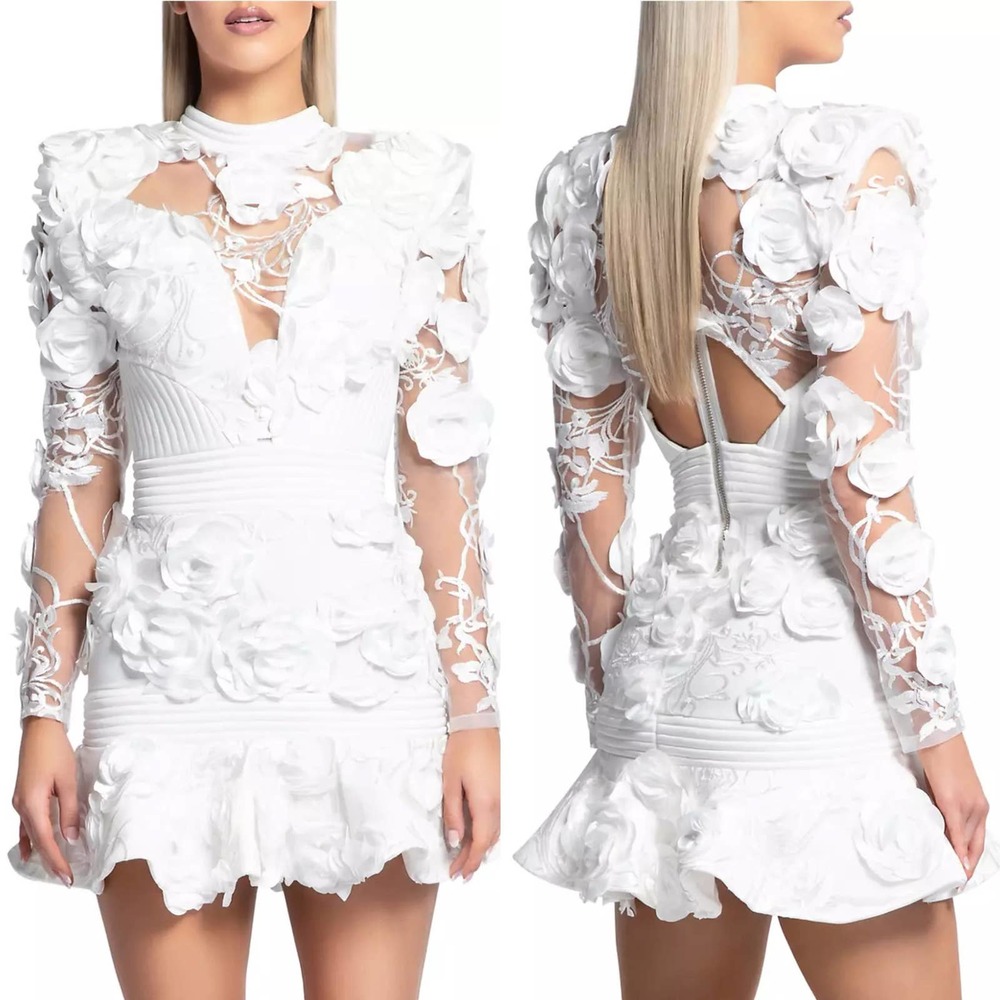 Zhivago Battle Lines Floral Vendetta Minidress white US4 - Picture 7 of 12